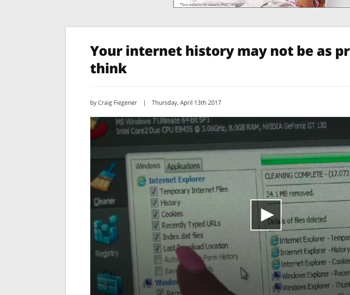 internet history screenshot