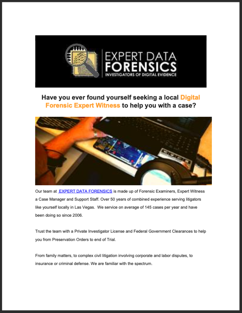 Expert Data Forensics Advertisement