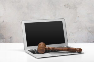 forensic expert witness computer and gavel